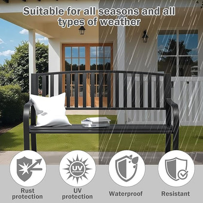 SHGJ&SOFT Outdoor Bench, Garden Bench, Outdoor Metal Frame Patio Park Bench,for Porch, Lawn,Garden,Yard (BK-08)