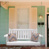 Anraja White Wooden Porch Swing 2-Seater, Bench Swing with Hanging Chains, Heavy Duty 800 LBS - Photo 7