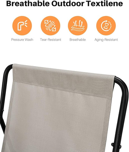 Outdoor Rocking Chair Set, 2-Piece Metal Patio Bistro Set with Patio Rocker Chair and Round Side Table, Outdoor Papasan Chair with Padded Cushion for Garden, Apartment, Indoor, Off-White