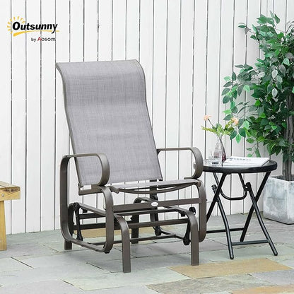 Outsunny Outdoor Glider Chair, Gliders for Outside Patio with Smooth Gliding Mechanism and Lightweight Construction for Backyard, Gray