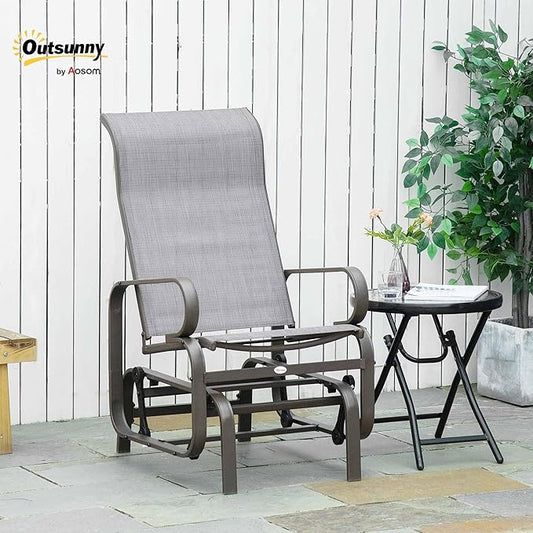 Outsunny Outdoor Glider Chair, Gliders for Outside Patio with Smooth Gliding Mechanism and Lightweight Construction for Backyard, Gray