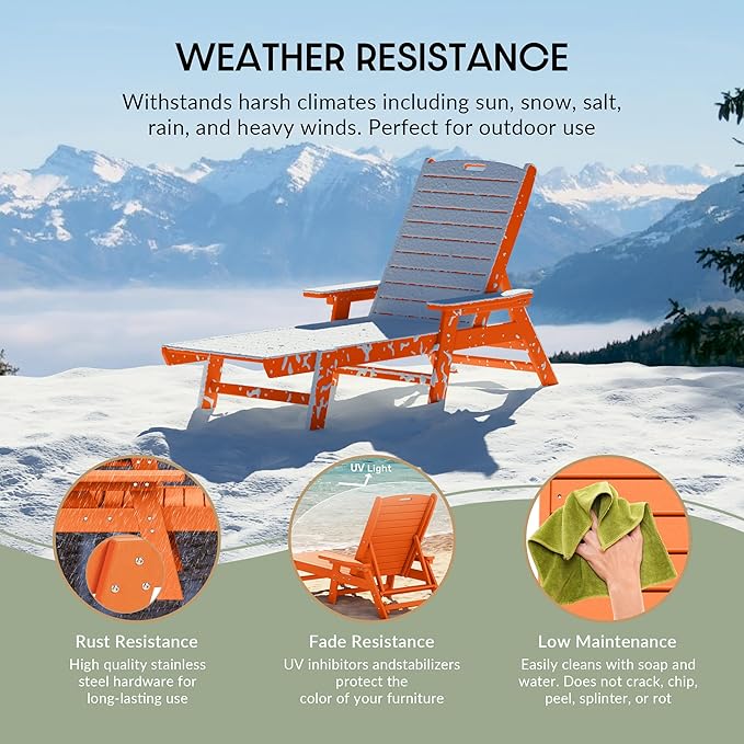 WestinTrends Malibu Poly Reclining Chaise Lounge (Set of 2) Orange