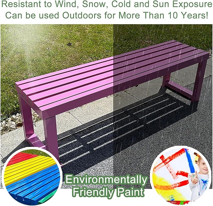 Outdoor Metal Garden Bench - Weatherproof Park Bench for Lawn, Patio, and Yard - Supports up to 800 Pounds, 47 Inch Length