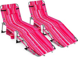 COSTWAY Tanning Chair with Face Hole, Folding Sun Bathing Lounge Chair with Armrest, Side Pocket & Protective Flap - Photo 1