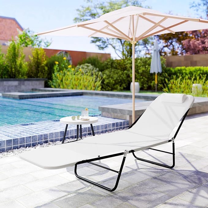Outsunny Folding Chaise Lounge Chair, Pool Sun Tanning Chair, Outdoor Lounge Chair with Reclining Back - Photo 8