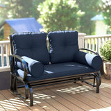 Outsunny Swing Glider Rocking Chair, Double Patio Bench, 2 Person Loveseat with Steel Frame, Cushions, Pillow Armrests - Photo 8