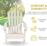 Shine Company Westport Wooden Adirondack Chair, Outdoor Patio Firepit Chairs, Back & Seat Pre-Assembled, Eggshell White - Photo 2
