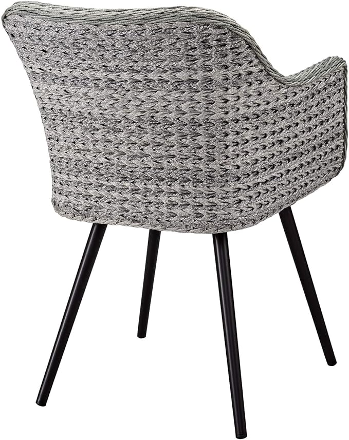 Modway Endeavor Wicker Rattan Aluminum Outdoor Patio Dining Arm Chair with Cushions in Gray Gray - Photo 3
