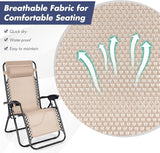 Tangkula 3 Pieces Outdoor Zero Gravity Chair Set, Folding Reclining Lounge Chair with Adjustable Backrest, Head Pillow - Photo 9
