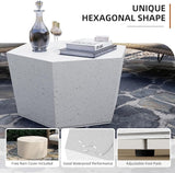 UPHA 28" Hexagon Outdoor Coffee Table, Modern Hollow Concrete Patio Table - Photo 5
