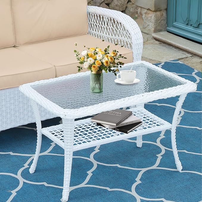MEETWARM Wicker Patio Coffee Table - Photo 1