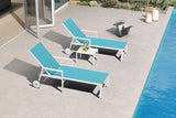 PURPLE LEAF Outdoor Chaise Lounge Adjustable Sunbathing Recliner with Armrest Blue 2 Sets - Photo 9
