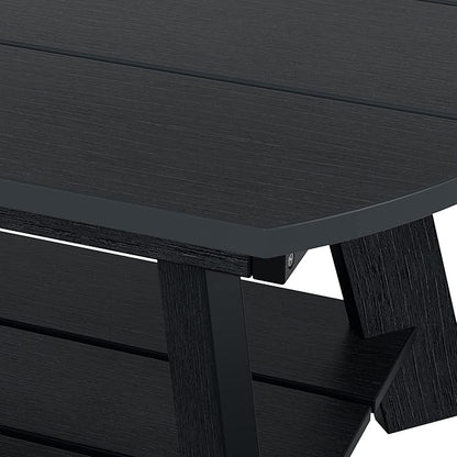 WestinTrends Tuscany Outdoor Coffee Table, All Weather HIPS 2 Tier Patio Adirondack Coffee Table, Black