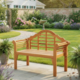 Tangkula Folding Outdoor Eucalyptus Wood Bench, 49” Large Foldable Solid Wood Garden Park Bench - Photo 2