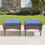 Outdoor Patio Ottomans Set of 2, Outdoor Wicker Footrest Seat with Removable Cushions - Photo 8
