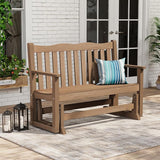 Stoog Outdoor Gliders Set of 2, All-Weather HIPS Glider Bench for Outside, Never Fade or Rot, Teak - Photo 2