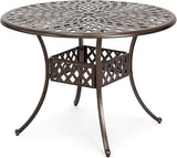 Kinger Home Arden 41-Inch Outdoor Dining Table, Cast Aluminum Patio Furniture Table, Round Table - Photo 1