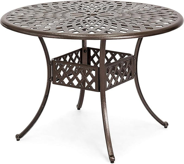 Kinger Home Arden 41-Inch Outdoor Dining Table, Cast Aluminum Patio Furniture Table, Round Table - Photo 1