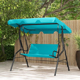 RELAX4LIFE 3-Person Porch Swing Chair - Outdoor Swing w/Adjustable Canopy, Removable Cushion & Metal Frame Stand - Photo 2