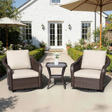 Outdoor Swivel Chairs with Side Table, Patio Wicker Chairs - Photo 1