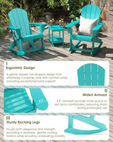 GREENVINES Adirondack Rocking Chair | HDPE Plastic | Porch Rocker | Chair for Outdoor Patio Deck | All Weather | Aqua - Photo 6