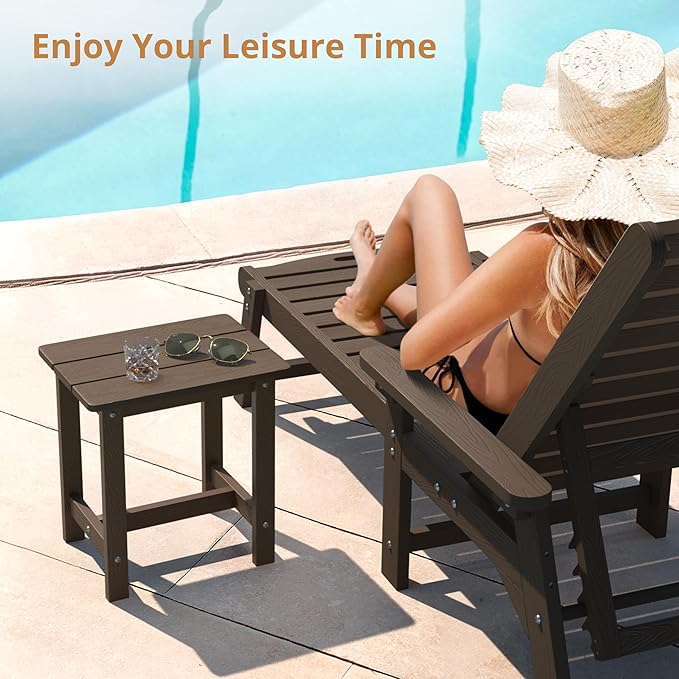 LUE BONA Outdoor Side Table, HDPS Small Outdoor Adirondack Side Tables, Outside End Table for Patio, Porch, Deck - Photo 4
