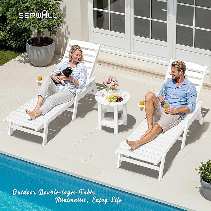 SERWALL Round Outdoor Side Table, HDPE Small Adirondack End Table - Photo 10
