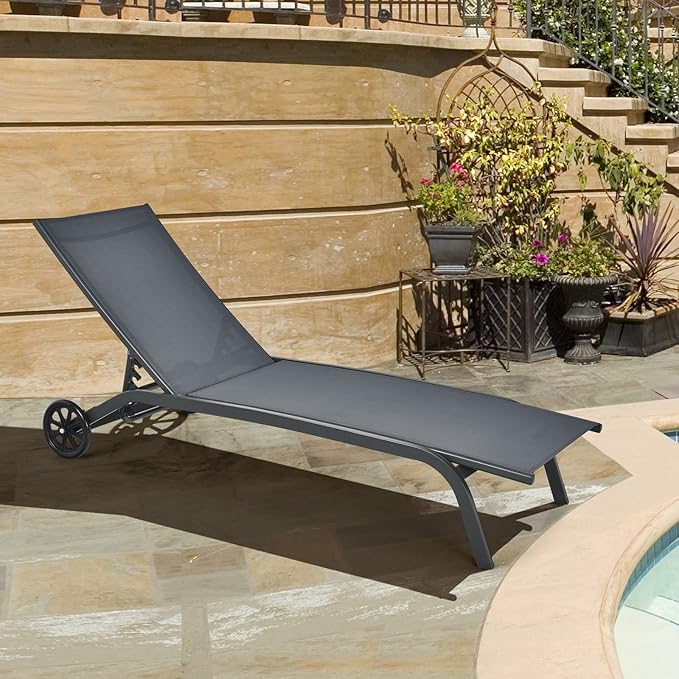 Tangkula Outdoor Chaise Lounge Chair, Patio Lounge Recliner with 6-Position Adjustable Backrest - Photo 5