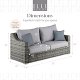 Elle Decor Vallauris Patio Outdoor Furniture Collection, Premium All Weather Wicker, Sofa, Gray - Photo 3