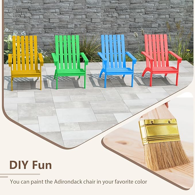 DORTALA Adirondack Chair, Acacia Wood Fire Pit Chair with Backrest and Armrests, 400 LBS Weight Capacity - Photo 6