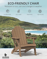 LUE BONA Folding Adirondack Chair, Chairs Set of 6, Cup Holder, Woodgrain, Fire Pit, Patio, Pool, Brown - Photo 5