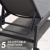 PURPLE LEAF Outdoor Chaise Lounge with Wheels for Outside 2 Pieces Aluminum Patio Lounge Chair with 5 Adjustable - Photo 5