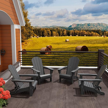 WO WESTIN OUTDOOR HDPE Laguna Outdoor Folding Poly Adirondack Chair (Set of 4), Gray