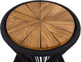 Merax Bohemian Round Outdoor Side Table with Acacia Wood Top and Black Handwoven Rope Base - Photo 8
