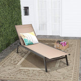 COSTWAY Patio Lounge Chair Outdoor, 6-Position Backrest Adjustable Pool Lounger, Metal Frame & Breathable Fabric - Photo 2
