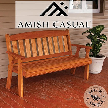 Amish Casual Outdoor Heavy Duty 800 LB Mission Pressure Treated Garden Bench(5 Foot, Cedar Stain)