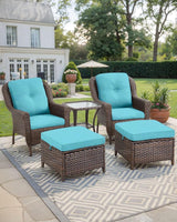 3 Piece Patio Brown Wicker Chairs with Side Table - Outdoor High Back Heavy Duty All-Weather Lawn Dining Rattan Chair - Photo 6