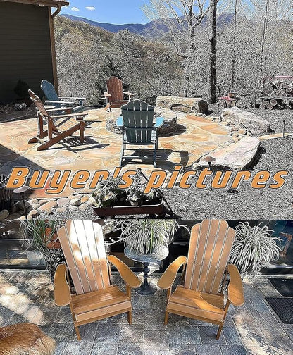 SNAN Adirondack Chair Weather Resistant with Cup Holder, All-Weather Patio Chair for Garden&Outdoor Fire Tables, Fade-Resistant Outdoor Seating, Wood-Like Processing Sturdy Outdoor Chair(Teak)
