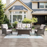 Belord Outdoor Wicker Furniture 5 Pieces Patio Furniture Set Patio Chairs with Ottomans and Side Table Conversation Set - Photo 7