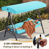 3 in 1 Outdoor Porch Swing with Adjustable Canopy, 3 Seat Outdoor Swing for Adults - Photo 2