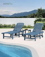 SERWALL Outdoor Chaise Lounge Set of 8, HDPE Pool Lounge Chairs with 5-Position Adjustable Backrest - Photo 8