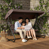 3-Seat Outdoor Convertible Swing Glider with Adjustable Canopy, 2-in-1 Bench to Flat Bed, Removable Cushions - Photo 1