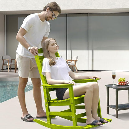 LOUNZY HDPE Outdoor Rocking Chairs Set of 4, Lime