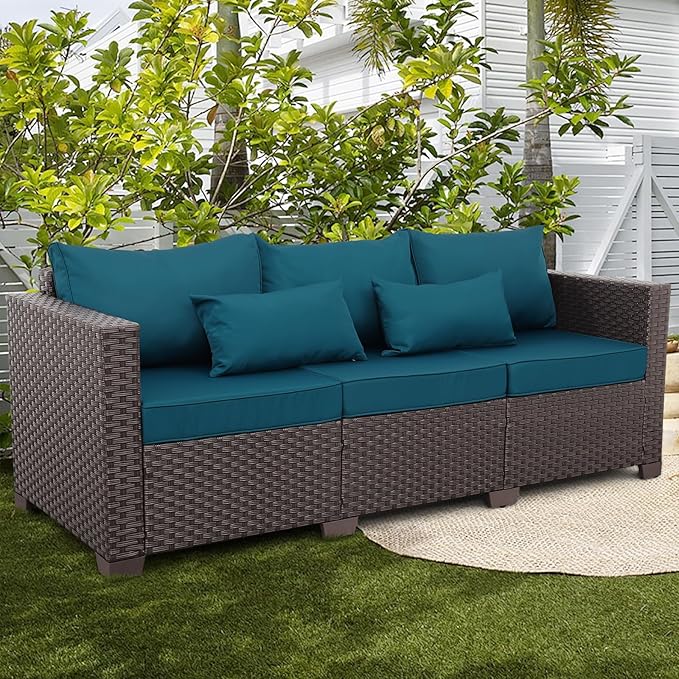 Outdoor Couch 3 Seater Sofa Outdoor Furniture Deep Seat High Backrest Patio Couch with Non-Slip Cushions and Waterproof - Photo 3