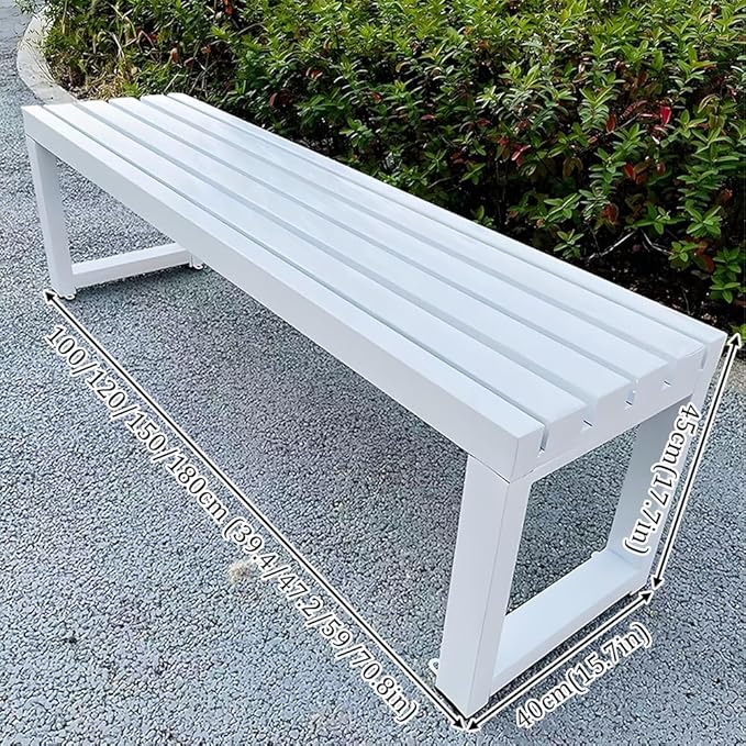 2-Person Garden Bench Seat Outdoor Benches Metal Park Bench Patio Seat 3.3ft 3.9ft 4.9ft 5.9ft Weather Resistance Backless Front Porch Chair Easy Installation(Red,4.9ft)