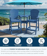 FOOWIN Tall Adirondack Chair Set of 8, All Weather HDPE Bar Height Adirondack Chair with Double Connecting Trays - Photo 4