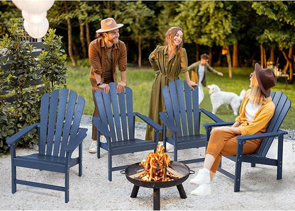 Stackable Adirondack Chairs Set of 2, Space Saving HDPE All-Weather Fire Pit Chair for Outdoor Lawn Porch Deck