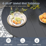 VICLLAX 40.6" Round Metal Outdoor Dining Table for 4, Patio Table with Umbrella Hole and Storage Shelf for Garden, Lawn - Photo 5