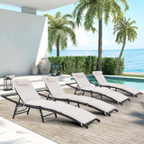 Patio Chaise Lounges Set of 4 with Adjustable Backrest and Removable Thick Cushions - Photo 3