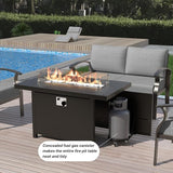 Gotland Aluminum Patio Furniture Set with Fire Pit Table - Photo 5